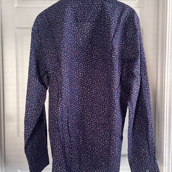 NWT Bugatchi L/S Button-down Shirt in Abstract Pattern of Red, Blue, Black, XL - Picture 2 of 4